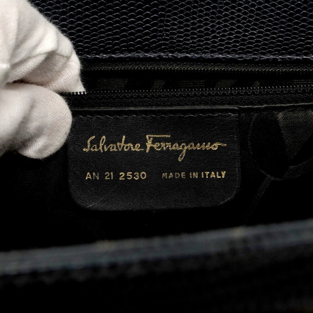 Salvatore Ferragamo Vara Leather Tote Bag, Navy, Women's - Picture 5 of 13